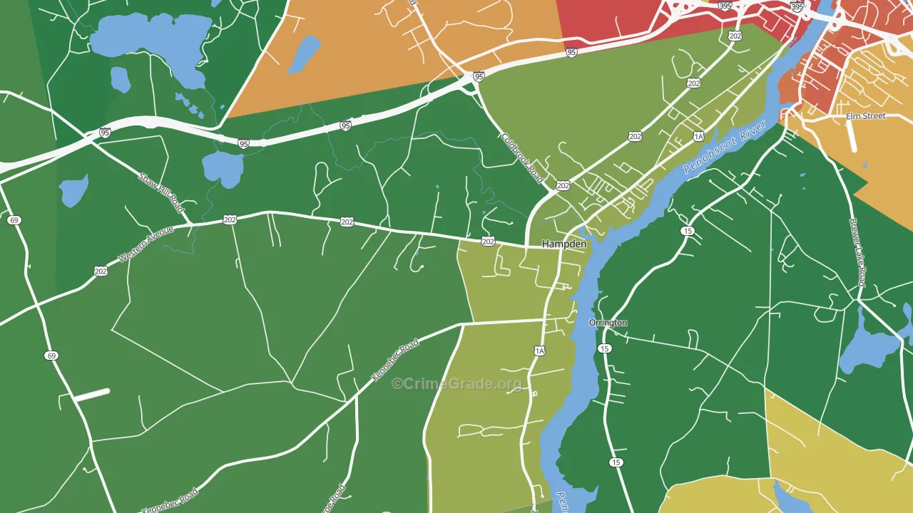 Hampden, ME Map of Burglary Rates