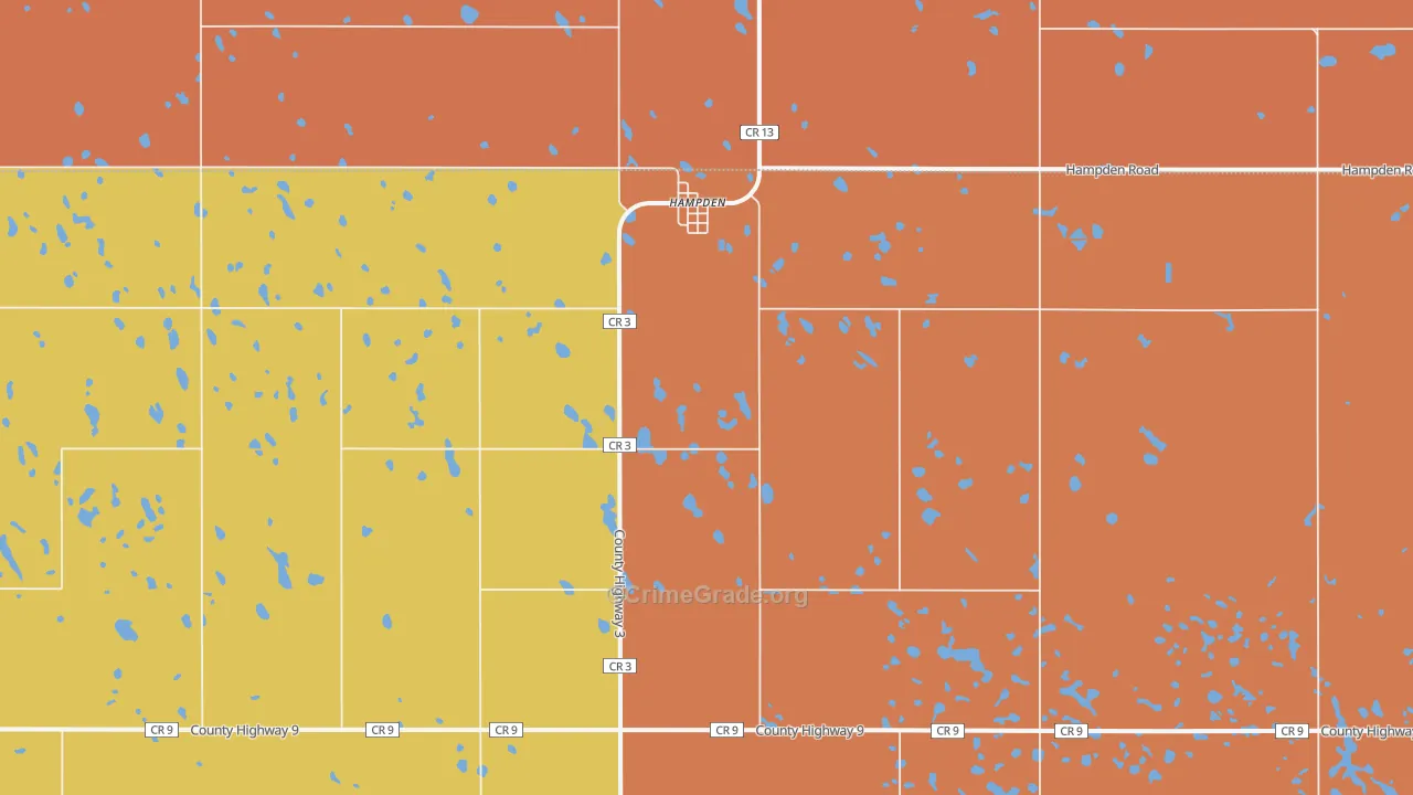 Hampden, ND Map of Burglary Rates