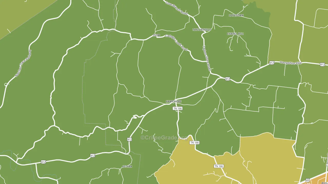 Hampshire, TN Map of Burglary Rates