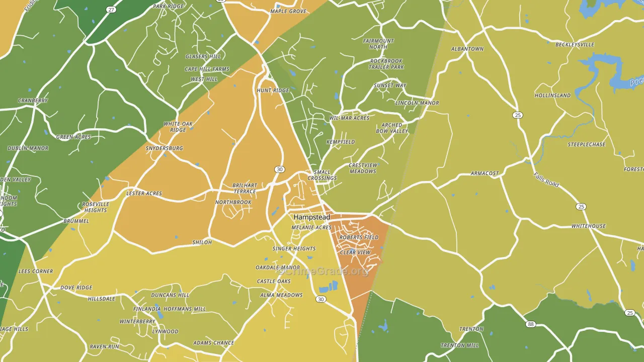 Hampstead, MD Map of Burglary Rates