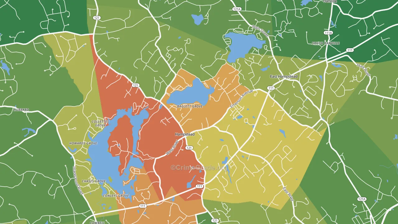 Hampstead, NH Map of Burglary Rates