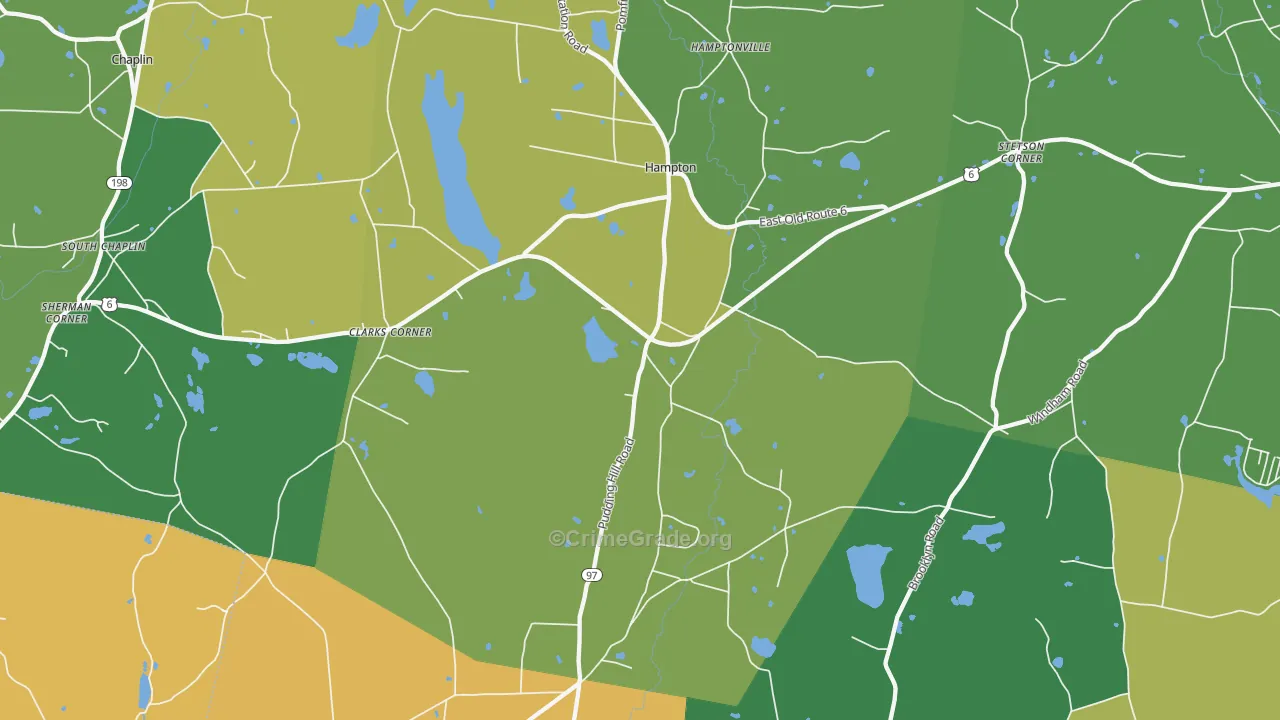 Hampton, CT Map of Burglary Rates