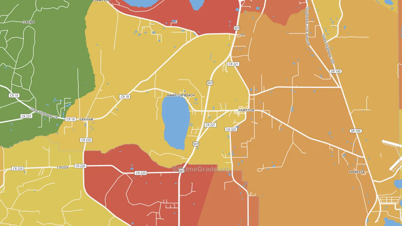 Hampton, FL Map of Burglary Rates