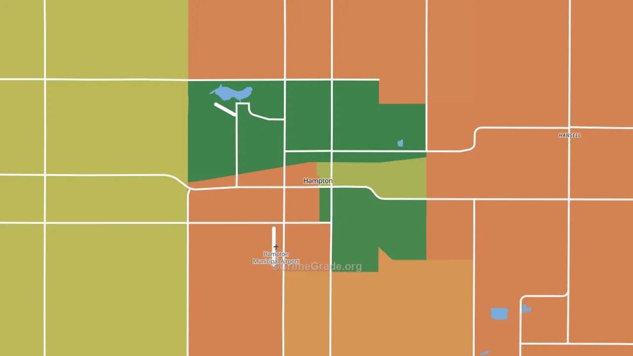 Hampton, IA Map of Burglary Rates