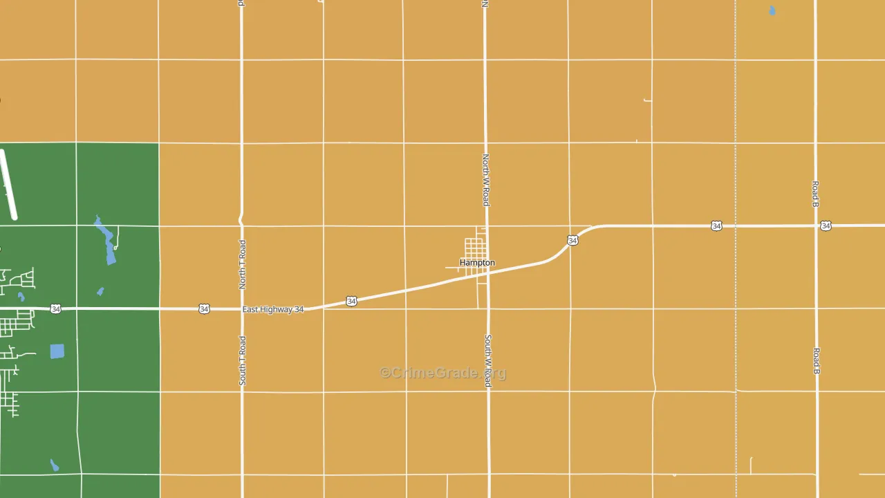 Hampton, NE Map of Burglary Rates