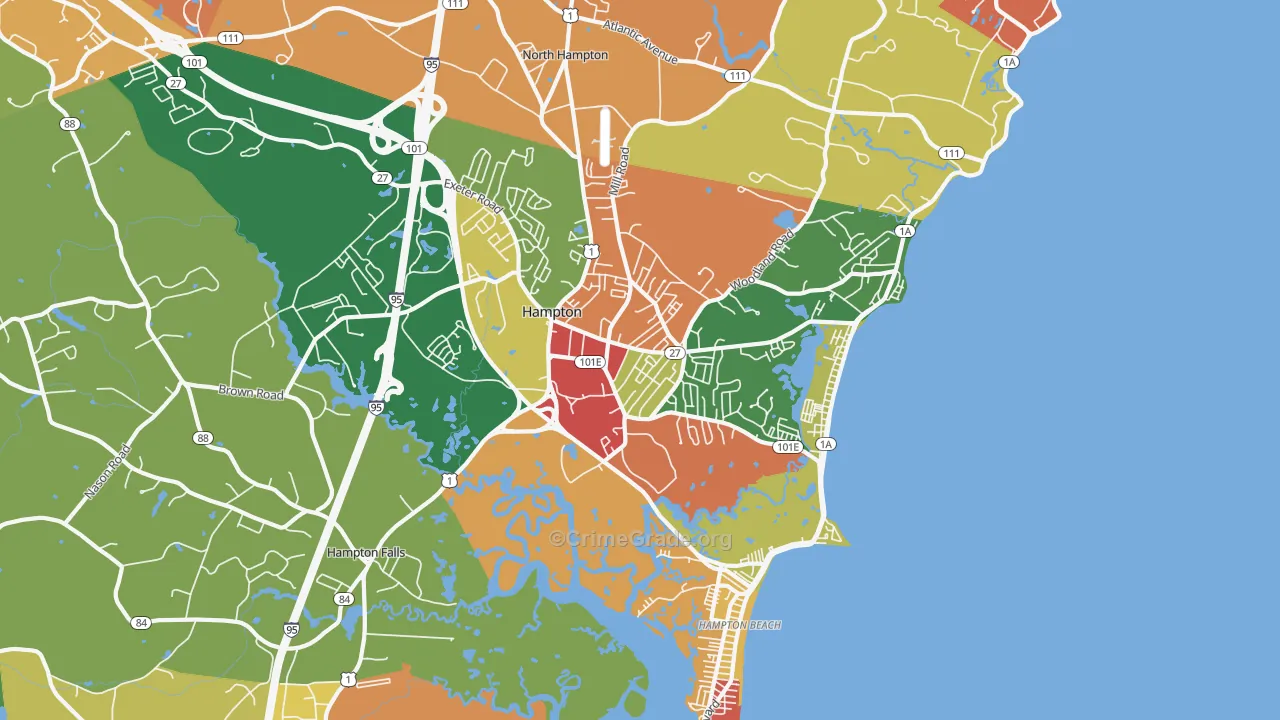 Hampton, NH Map of Burglary Rates