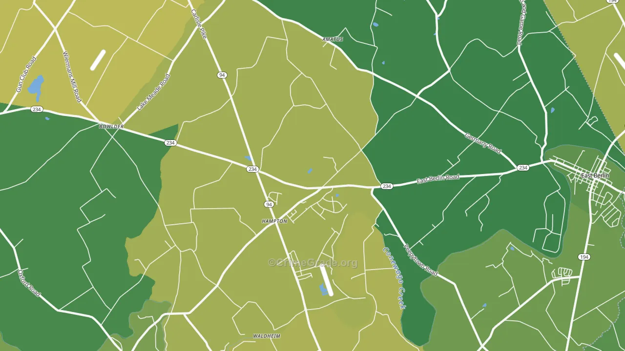 Hampton, PA Map of Burglary Rates