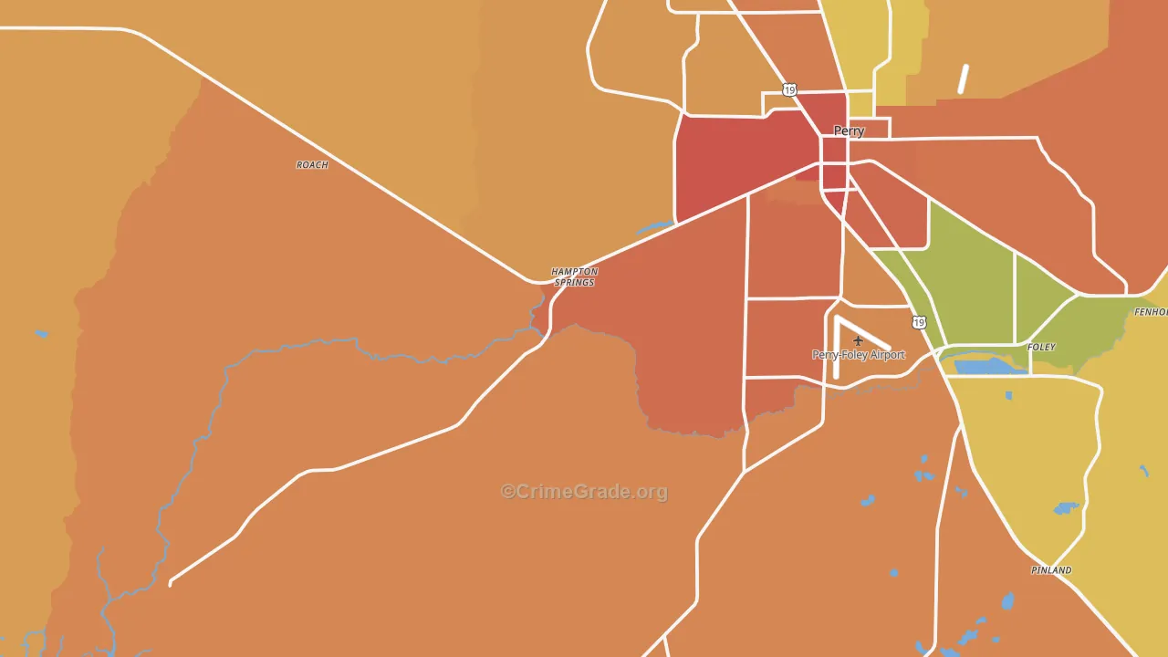 Hampton Springs, FL Map of Burglary Rates
