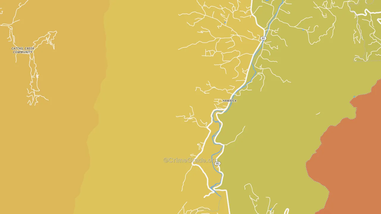 Hamrick, NC Map of Burglary Rates