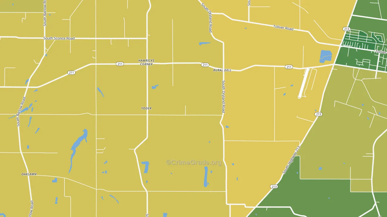 Hamricks Corner, OR Map of Burglary Rates