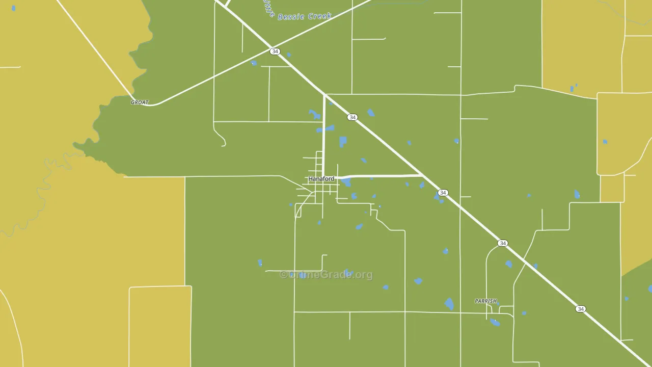 Hanaford, IL Map of Burglary Rates