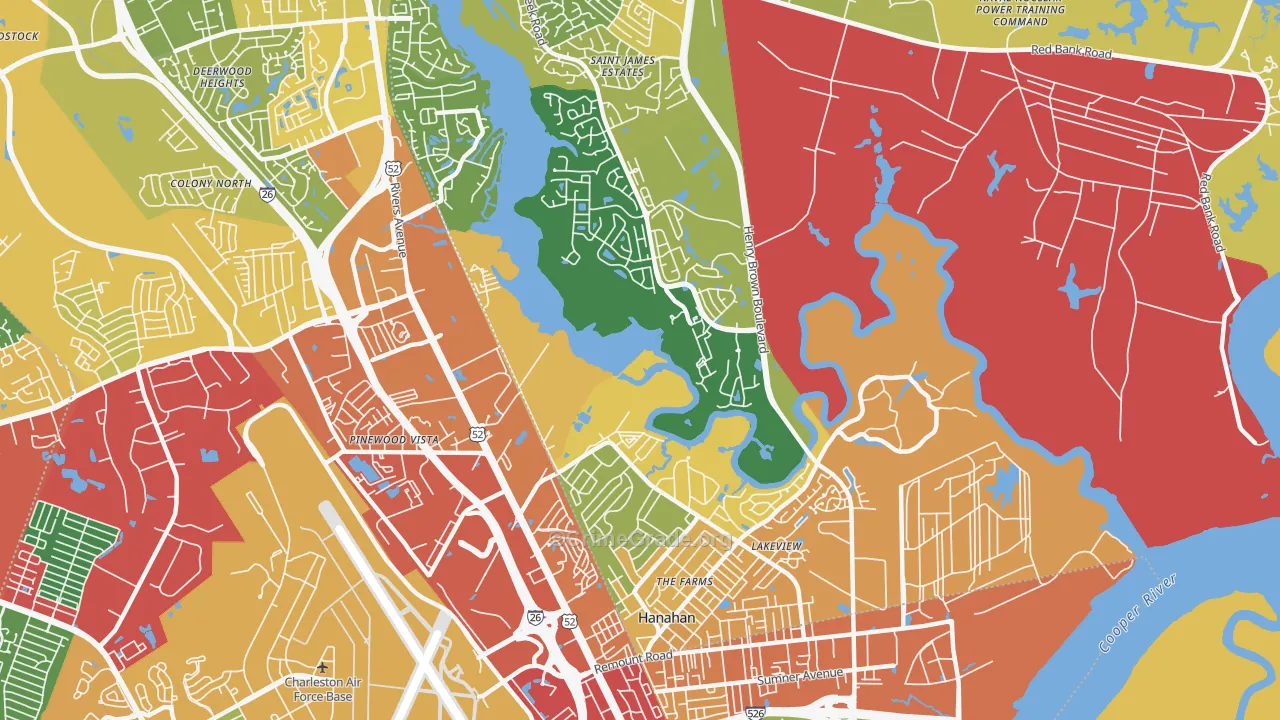 Hanahan, SC Map of Burglary Rates