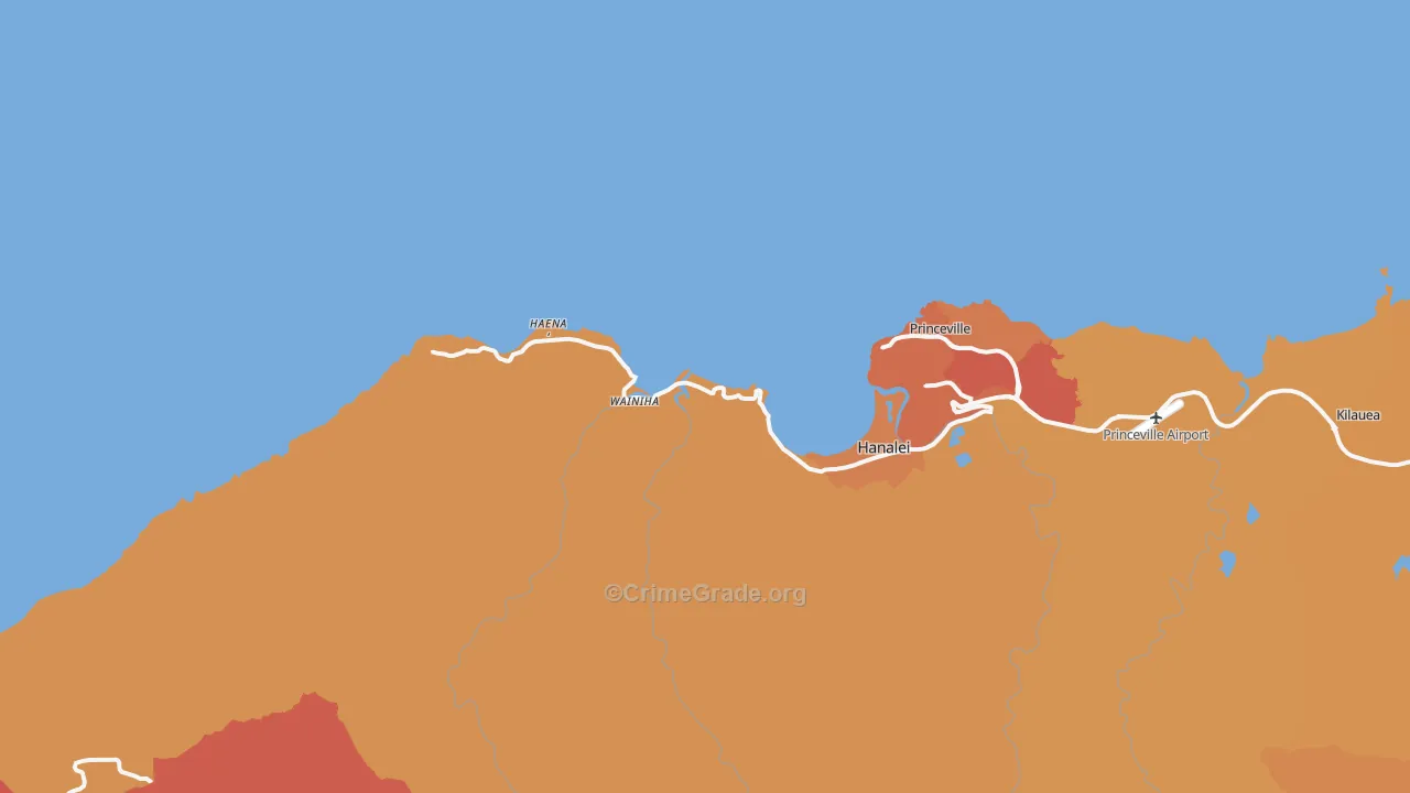 Hanalei, HI Map of Burglary Rates