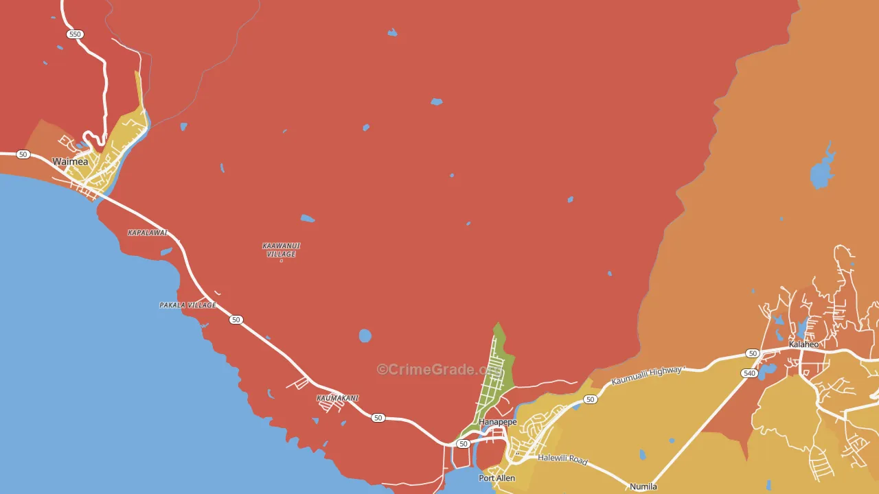 Hanapepe Heights, HI Map of Burglary Rates