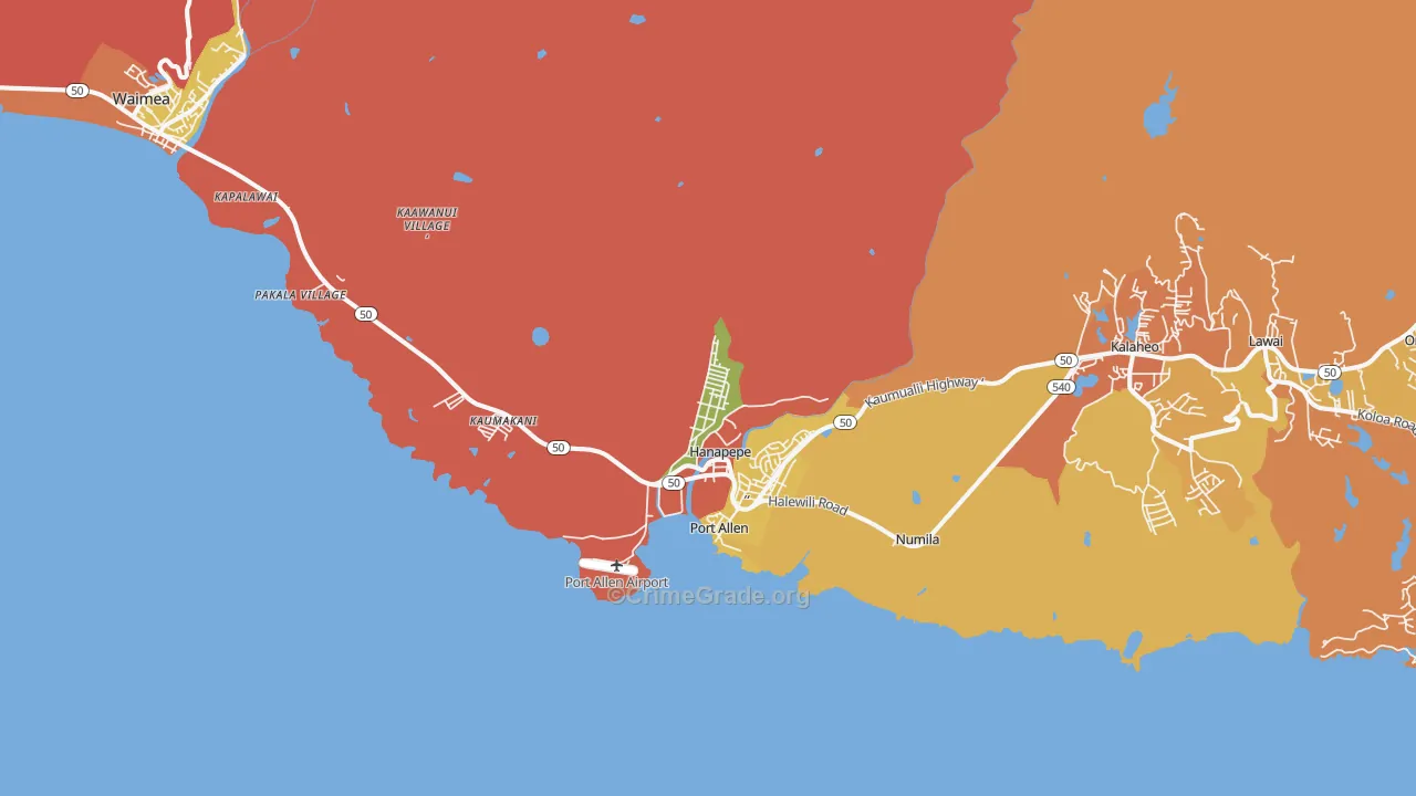 Hanapepe, HI Map of Burglary Rates