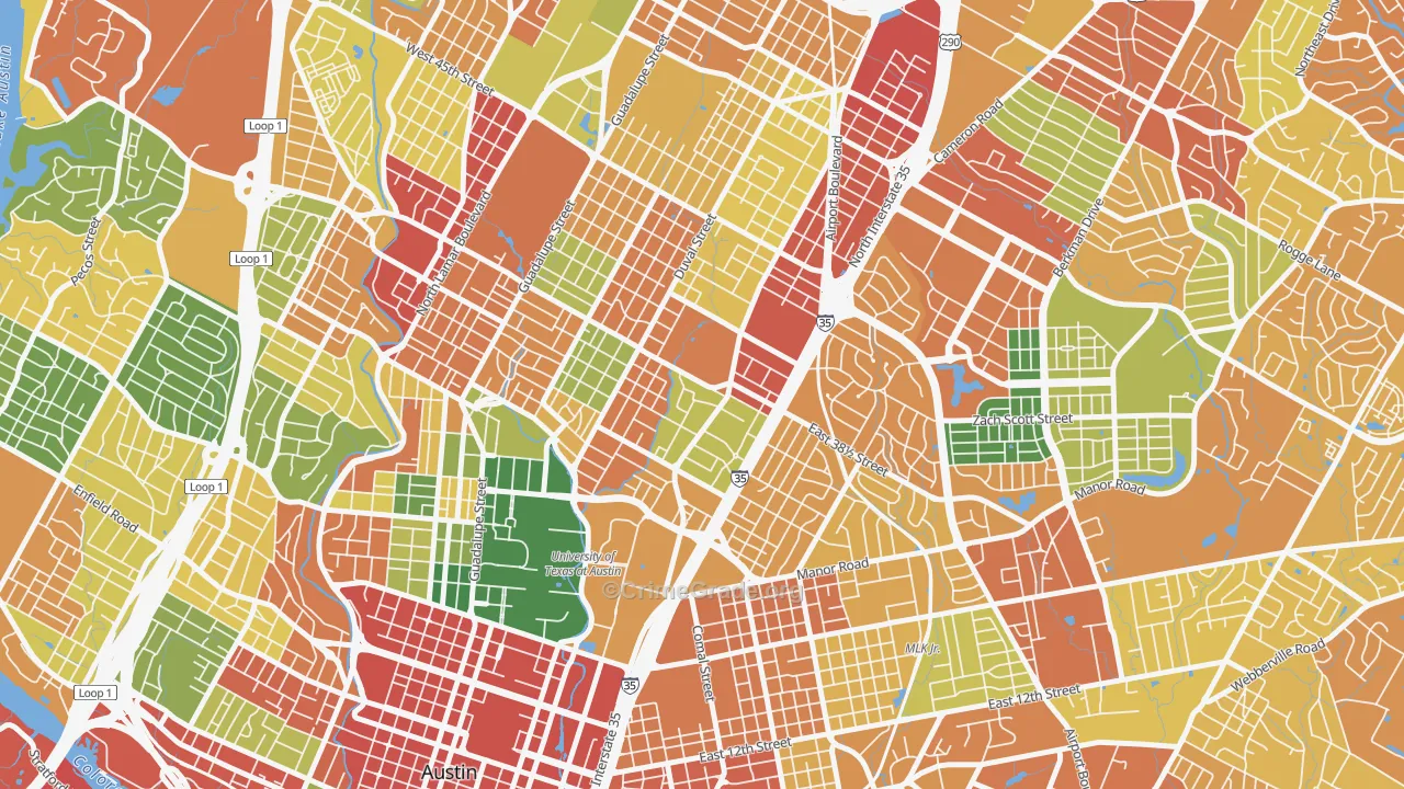Hancock, Austin, TX Map of Burglary Rates