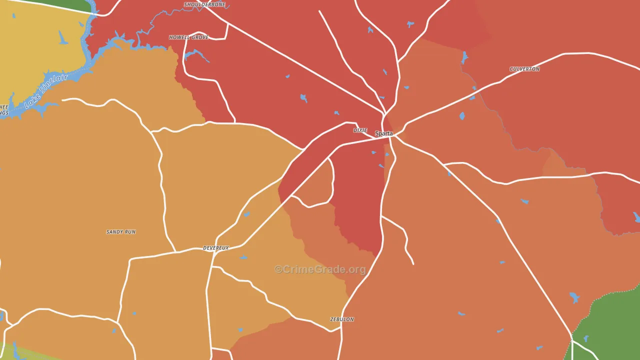 Hancock County, GA Map of Burglary Rates