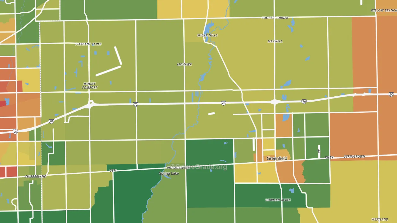 Hancock County, IN Map of Burglary Rates