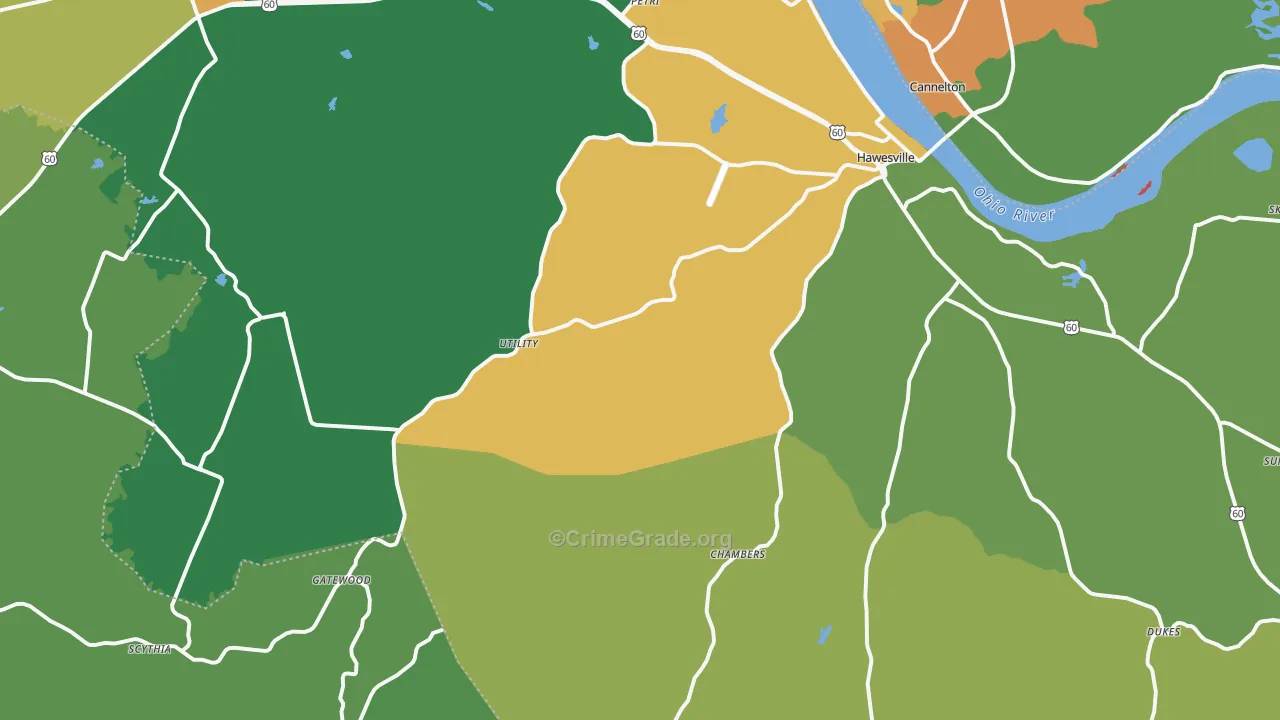 Hancock County, KY Map of Burglary Rates