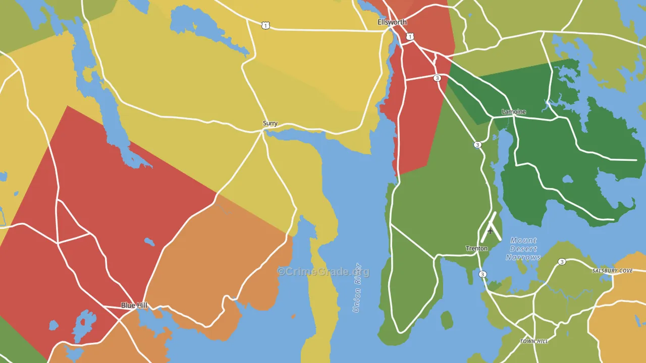 Hancock County, ME Map of Burglary Rates