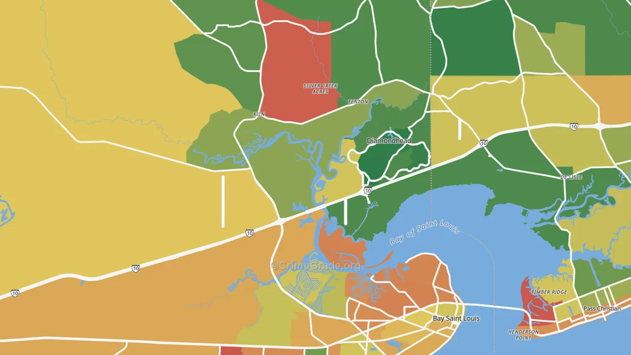 Hancock County, MS Map of Burglary Rates