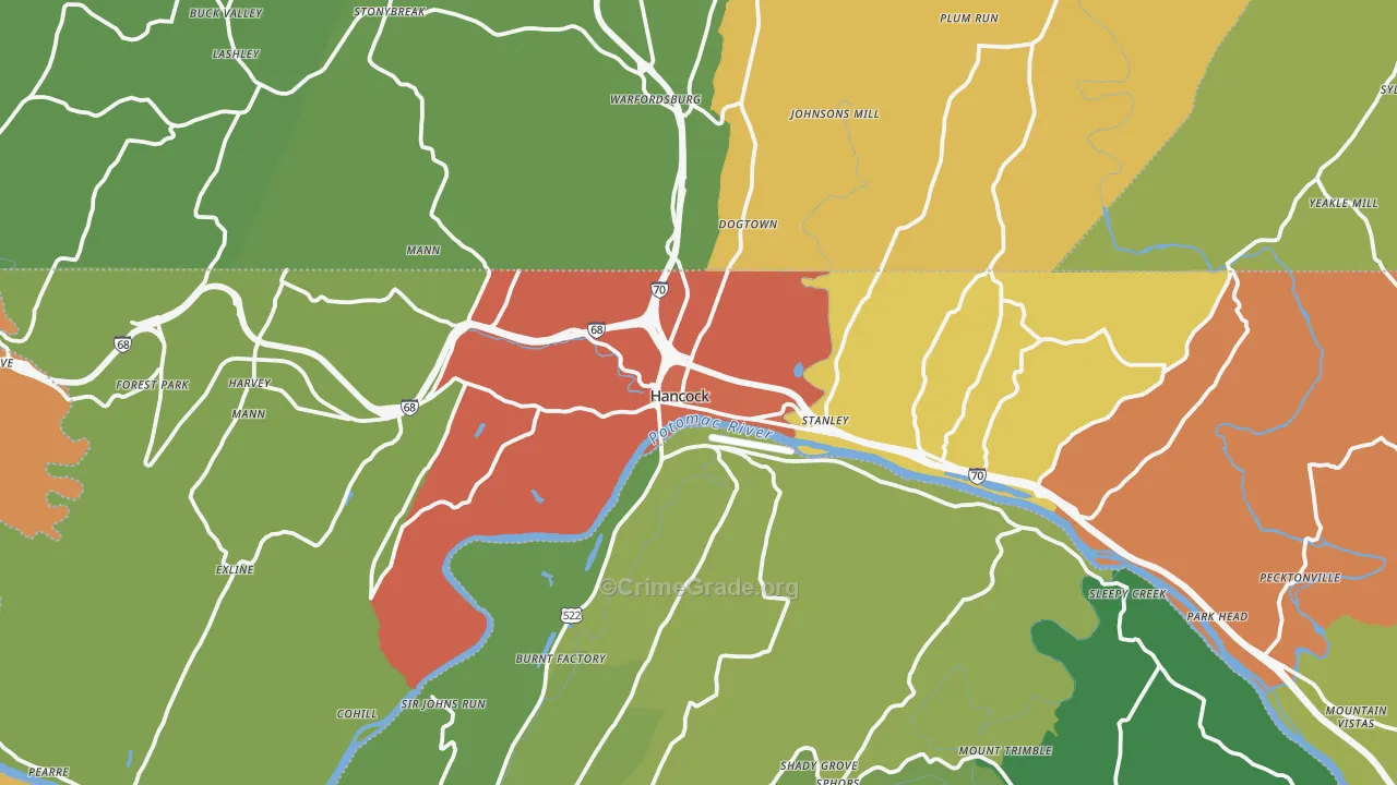 Hancock, MD Map of Burglary Rates