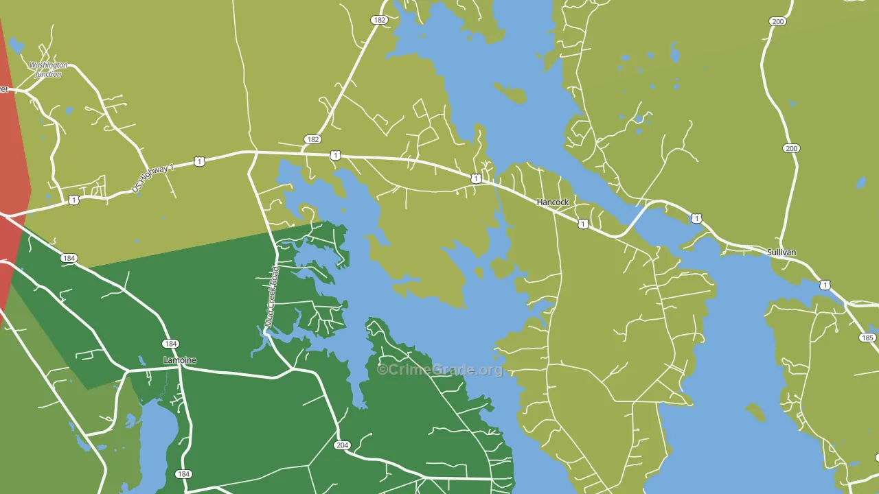 Hancock, ME Map of Burglary Rates
