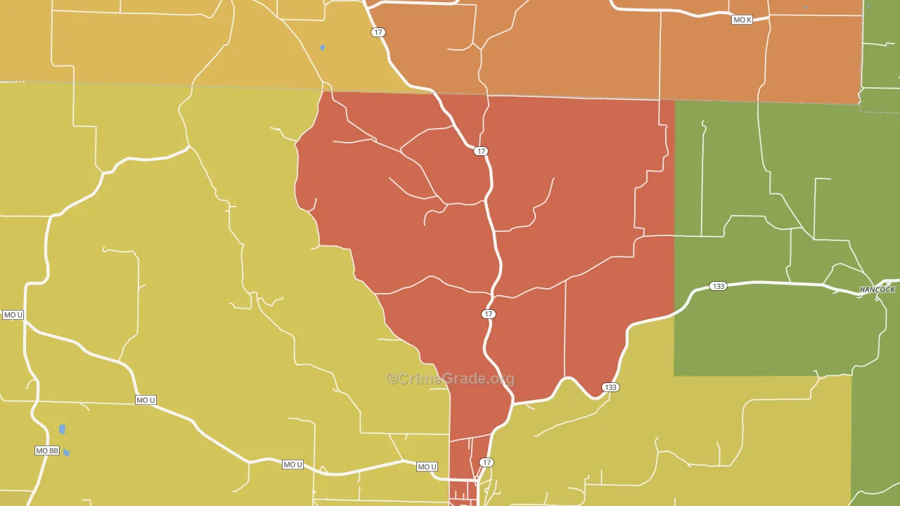 Hancock, MO Map of Burglary Rates