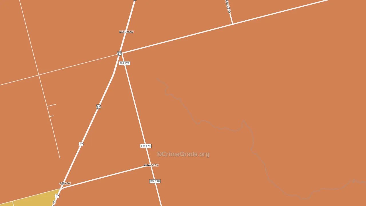 Hancock, TX Map of Burglary Rates