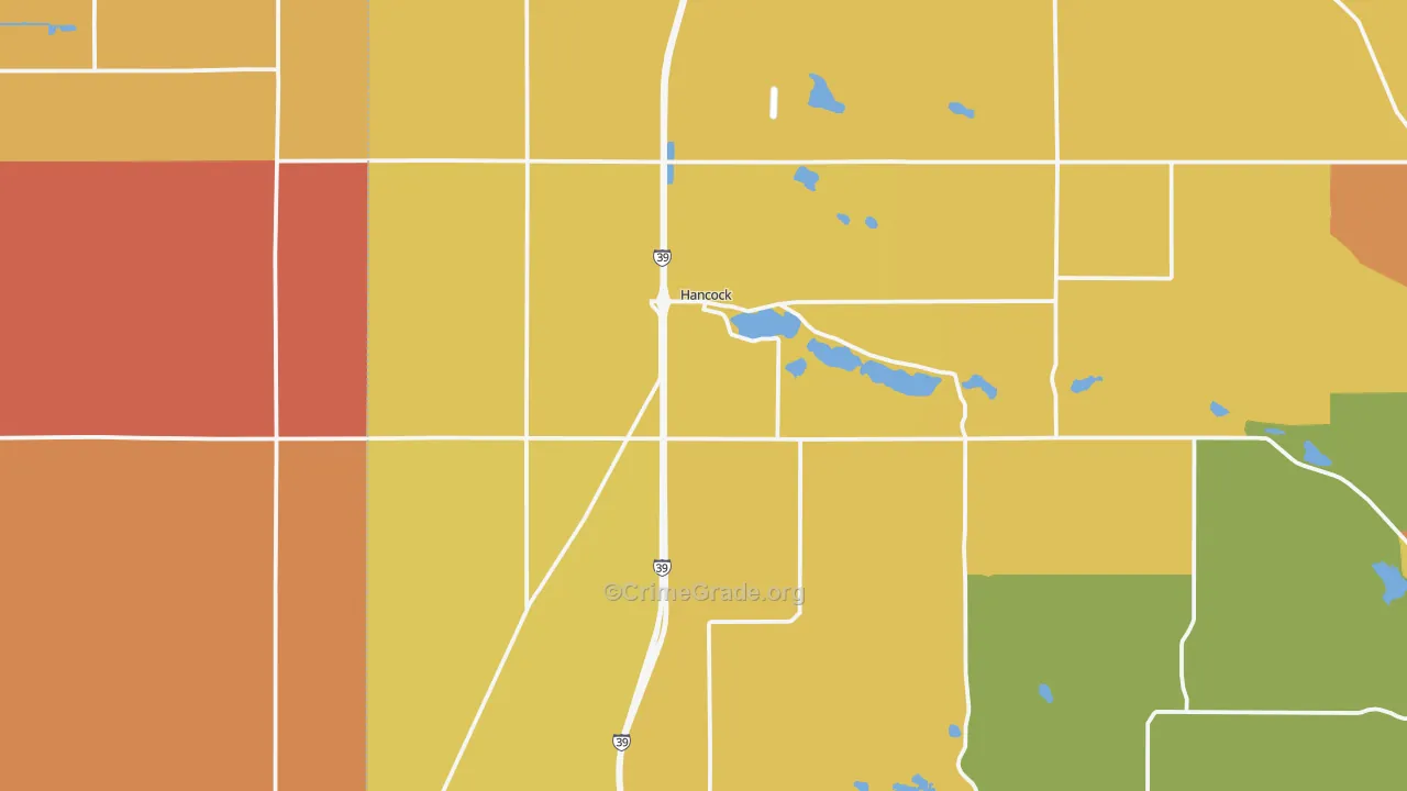 Hancock, WI Map of Burglary Rates