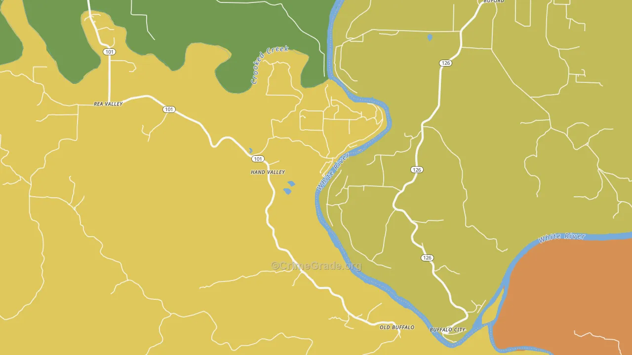 Hand Valley, AR Map of Burglary Rates