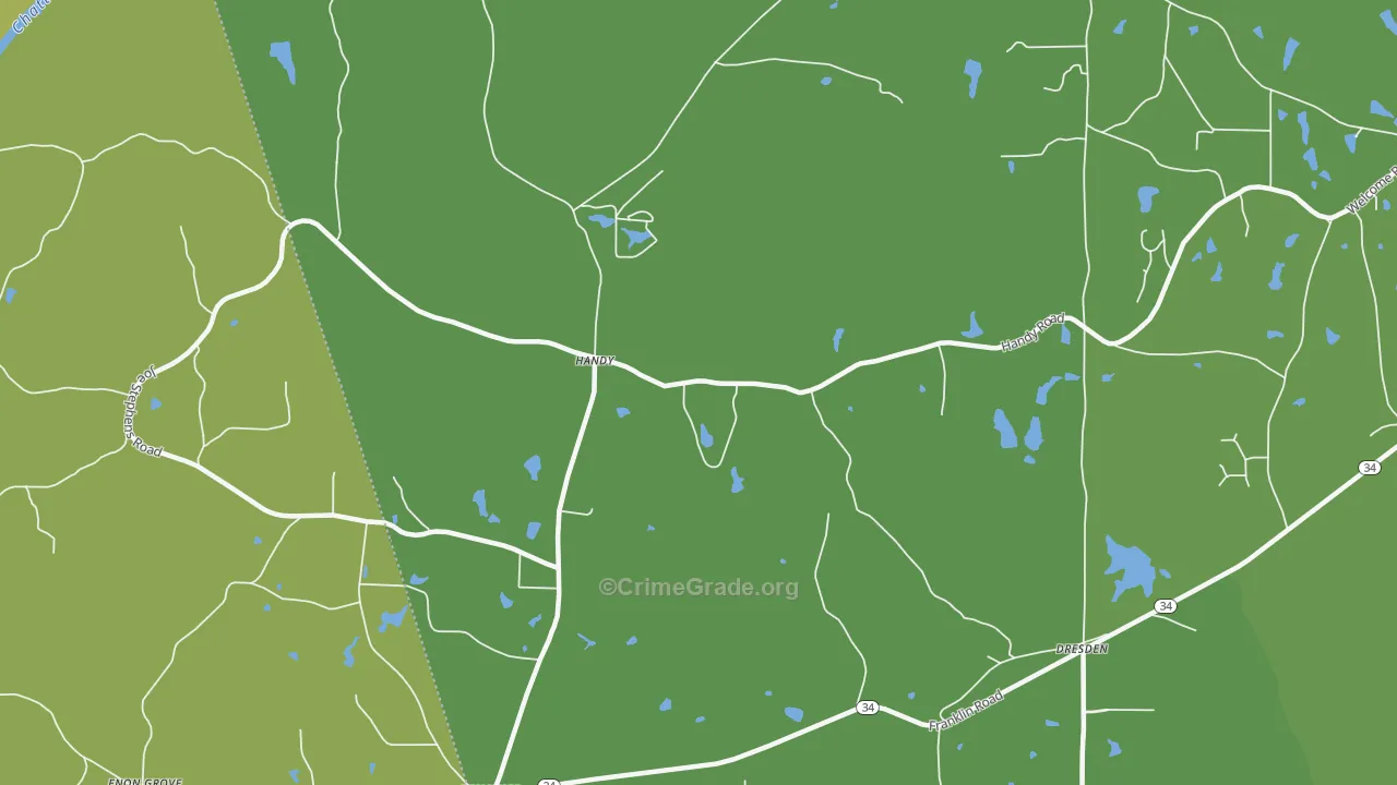 Handy, GA Map of Burglary Rates