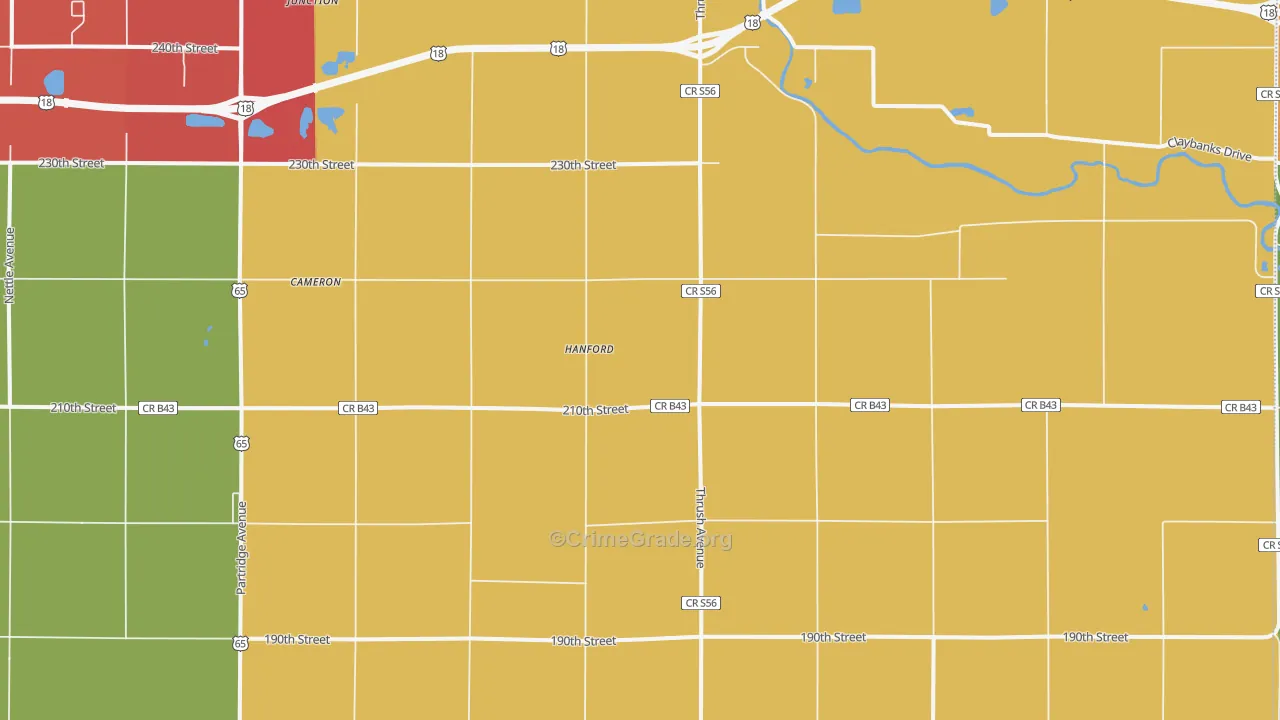 Hanford, IA Map of Burglary Rates