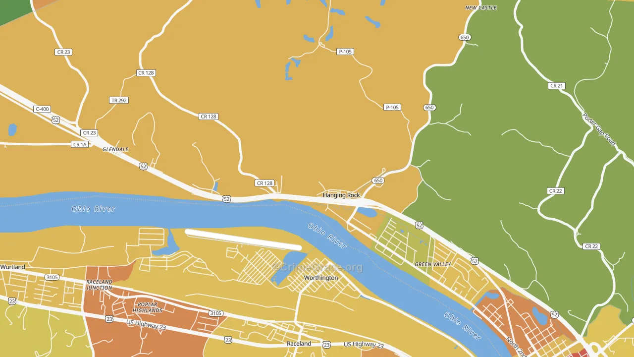 Hanging Rock, OH Map of Burglary Rates