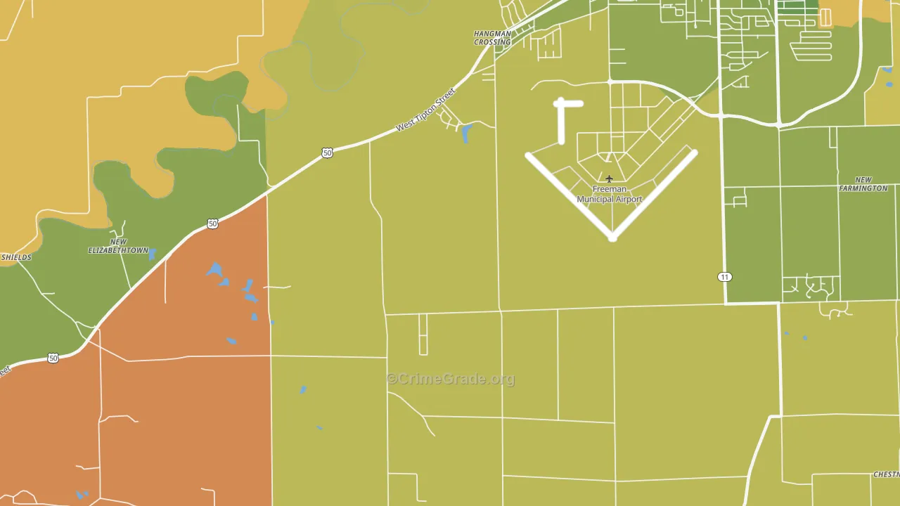 Hangman Crossing, IN Map of Burglary Rates