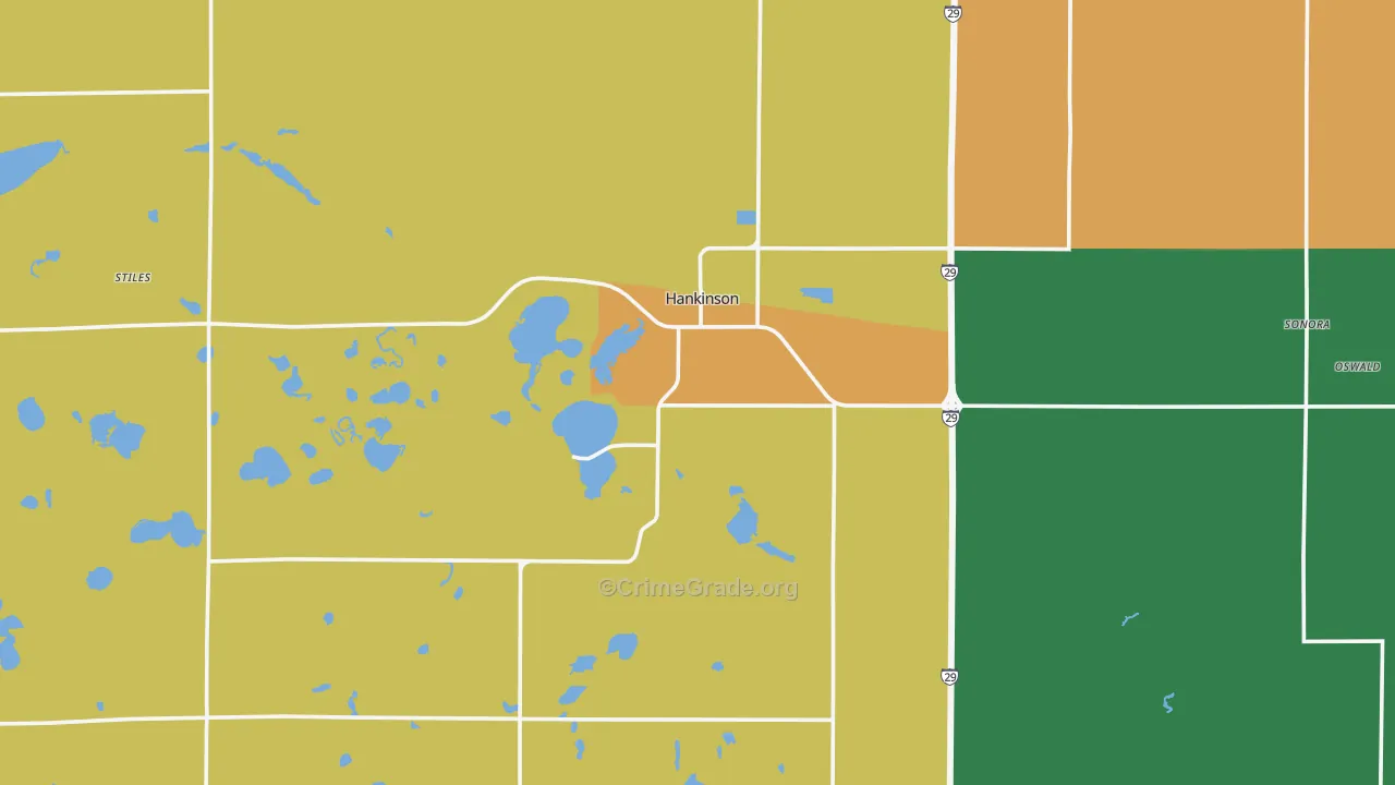 Hankinson, ND Map of Burglary Rates