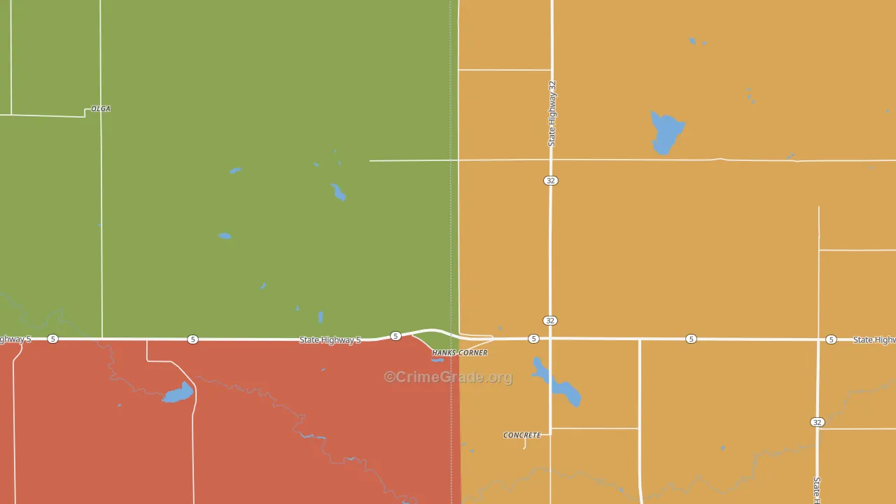 Hanks Corner, ND Map of Burglary Rates