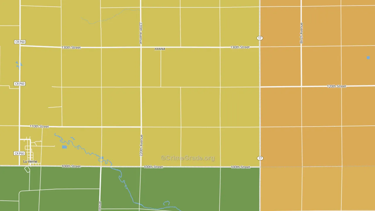 Hanna, IA Map of Burglary Rates