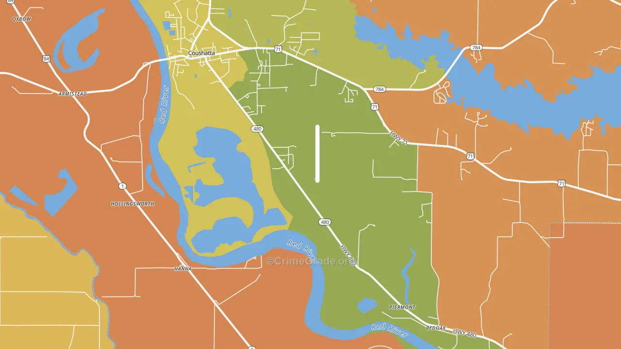 Hanna, LA Map of Burglary Rates
