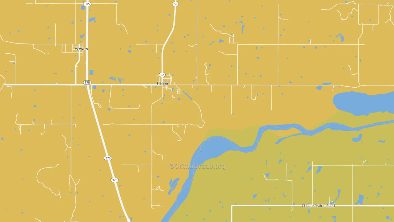 Hanna, OK Map of Burglary Rates