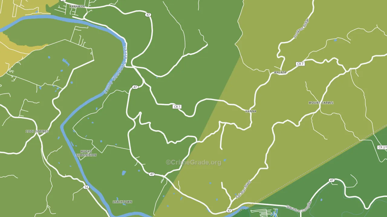 Hanna, WV Map of Burglary Rates