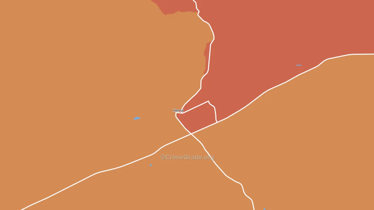 Hanna, WY Map of Burglary Rates