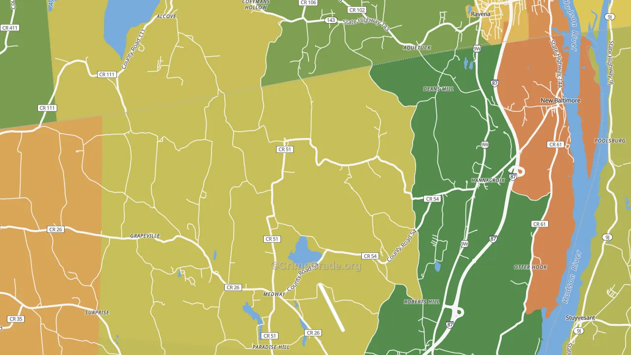 Hannacroix, NY Map of Burglary Rates