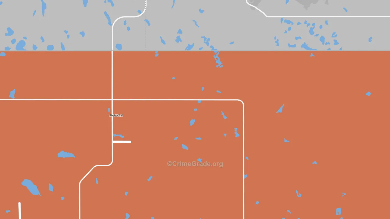 Hannah, ND Map of Burglary Rates