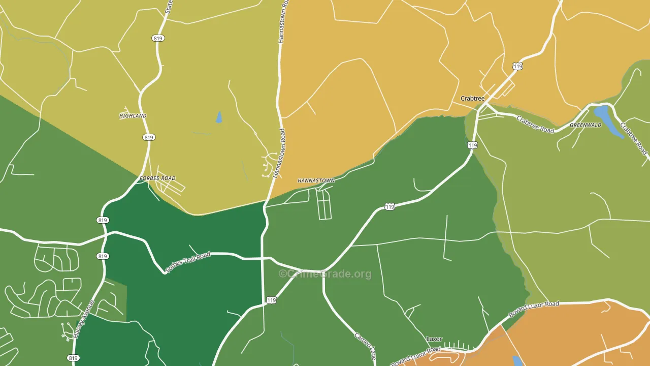 Hannastown, PA Map of Burglary Rates