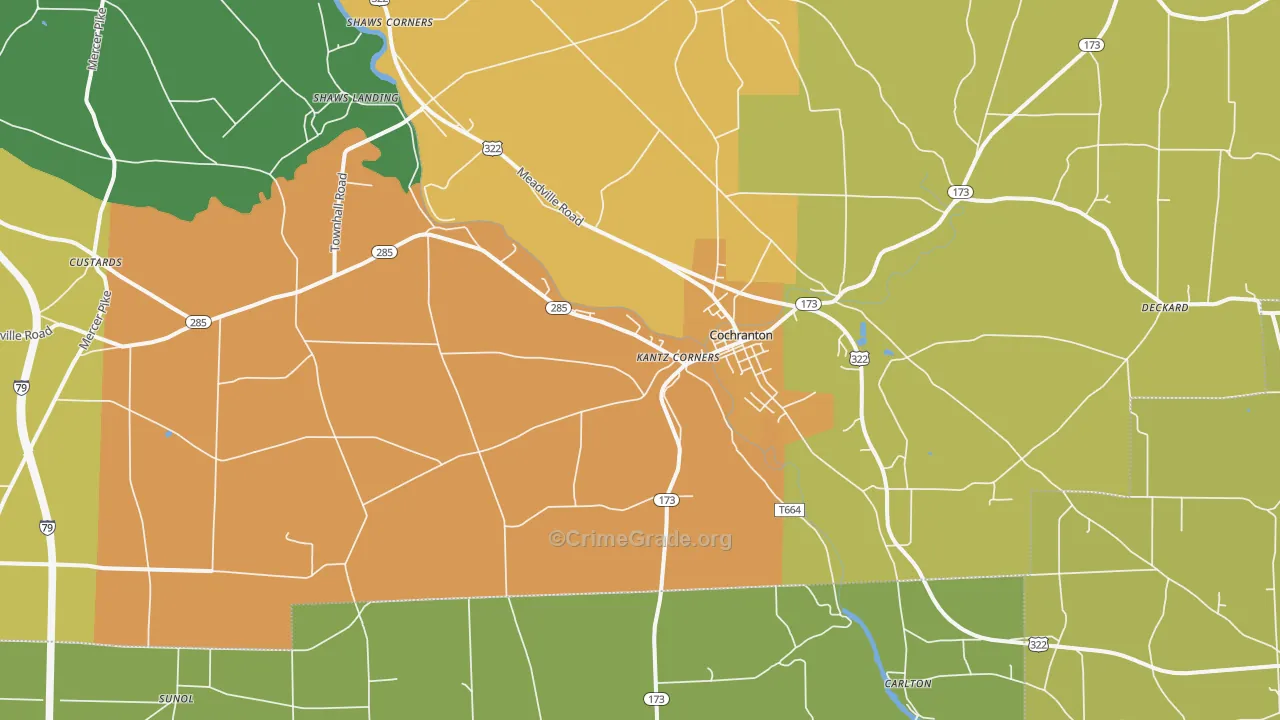 Hannasville, PA Map of Burglary Rates