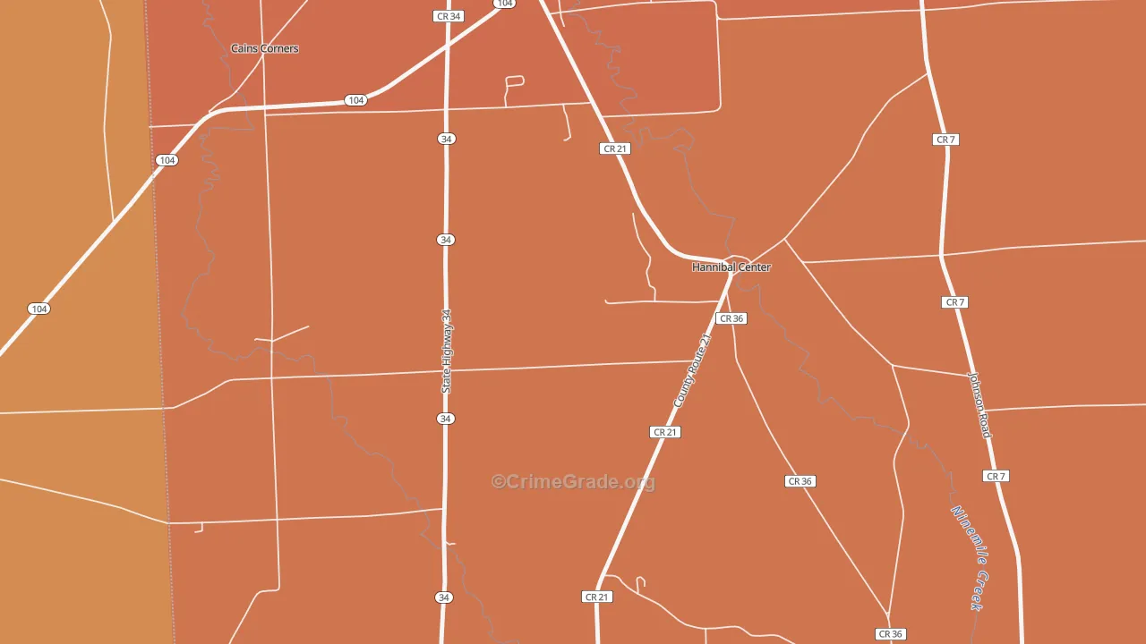Hannibal Center, NY Map of Burglary Rates