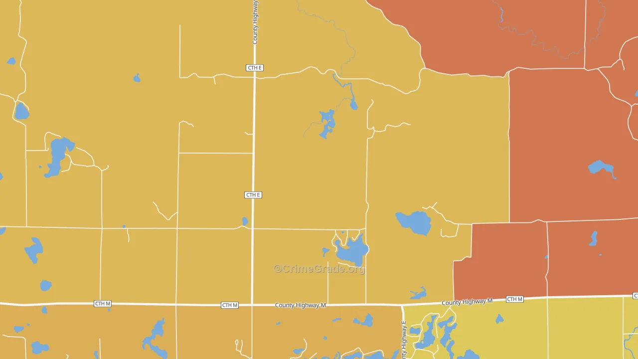 Hannibal, WI Map of Burglary Rates