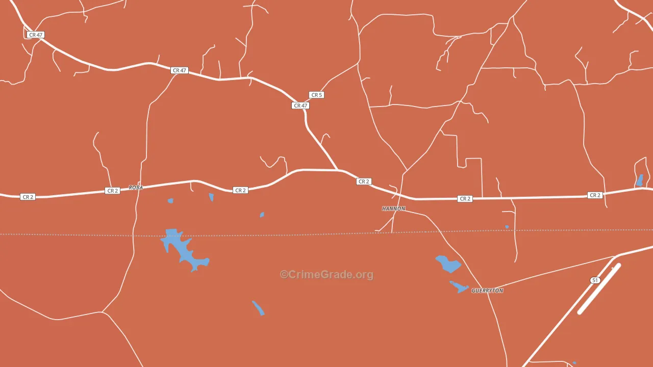 Hannon, AL Map of Burglary Rates