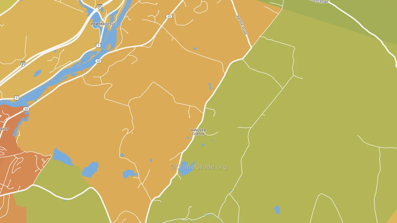 Hanover Center, NH Map of Burglary Rates